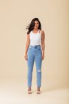 Calça Jeans Médio Skinny Puídos