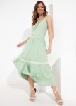 Vestido Longo Verde Claro com Cordão