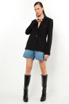 Blazer Manga Longa Em Malha Crepe Estruturada