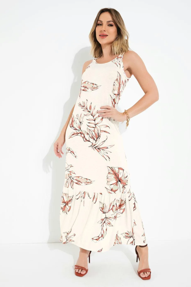 Vestido Longo Off White com Alças