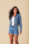 Shorts Jeans Azul Maquinetado