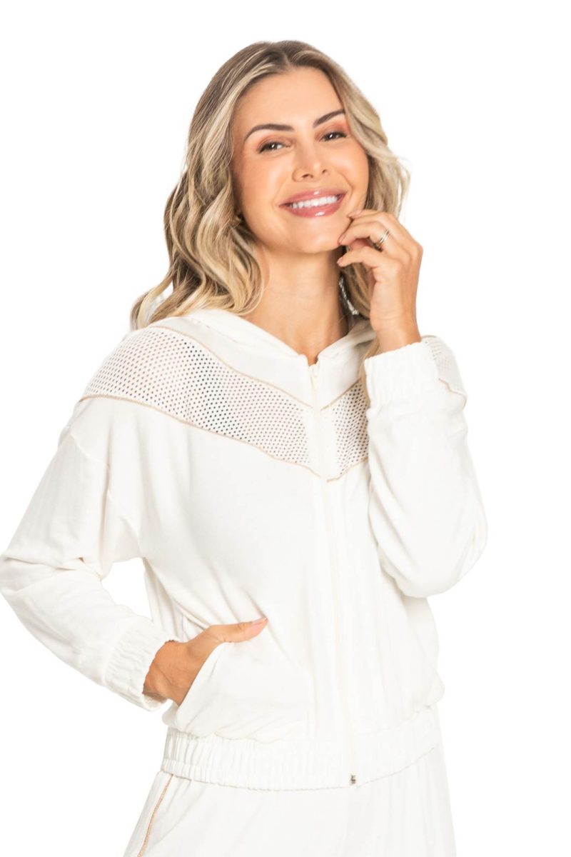 Jaqueta Feminina Recorte Off White
