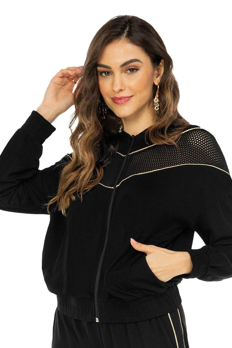 Jaqueta Feminina Recorte Preto