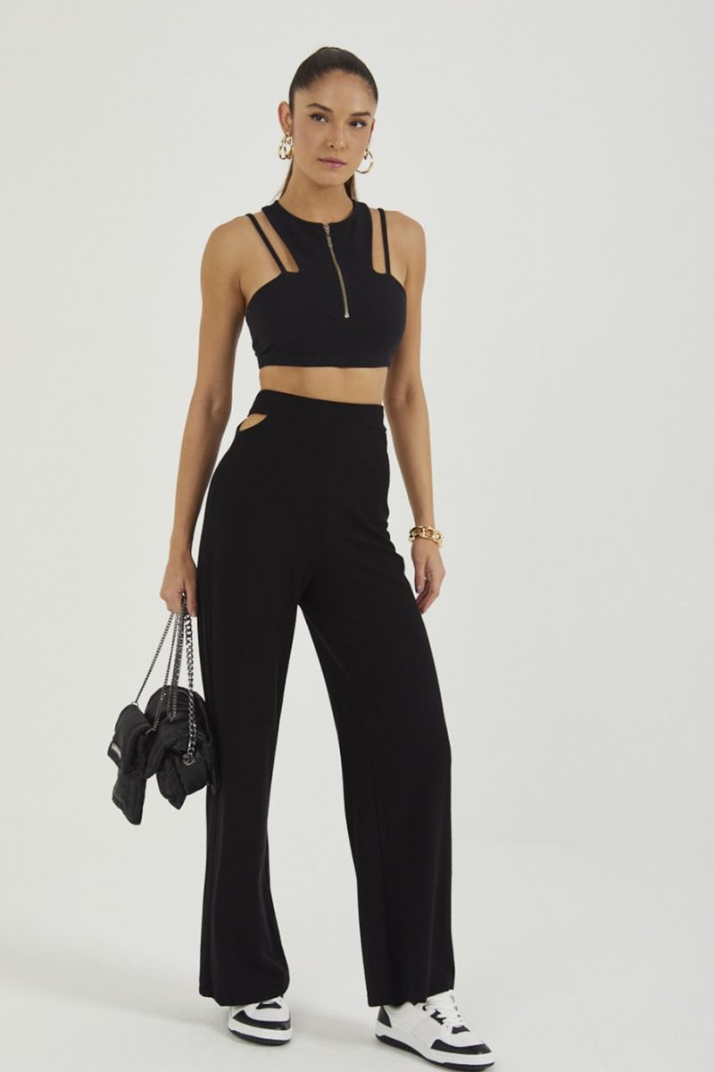 Calça Cintura Alta Com Cut Out Sport Culture